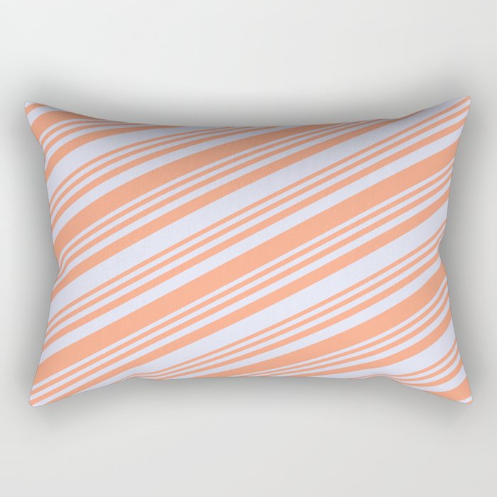 Light Salmon and Lavender Colored Lined/Striped Pattern Rectangular Pillow