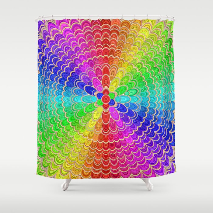 Colorful Mandala Flower Shower Curtain by Mandala Magic by David Zydd ...