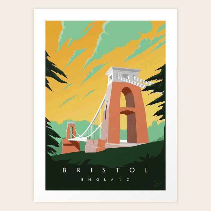 Vintage Bristol Poster Art Print by Born Society6