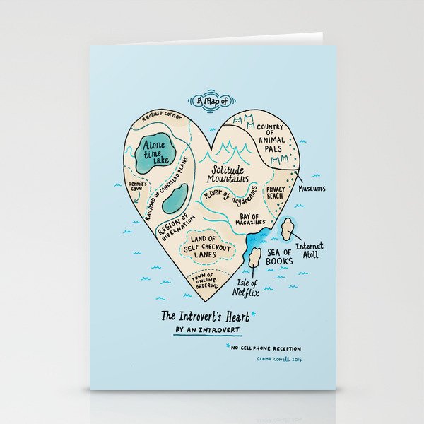 The Introvert's Heart Stationery Cards