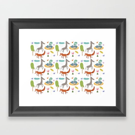 Happy animals Framed Art Print