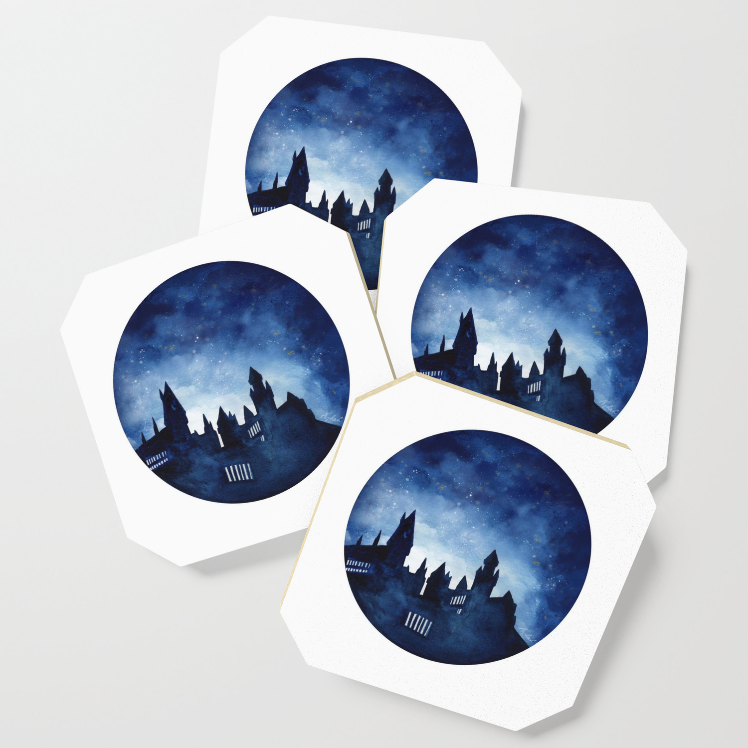 Hogwart Castle Watercolor Circle Print Coaster By Ahmadillustrations Society6 Hogwart castle watercolor art print by ahmadillustrations. society6