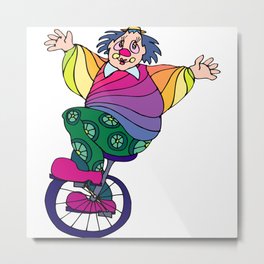 Unicycle Clown Metal Print