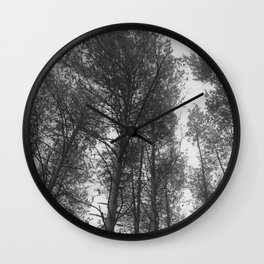 Magic Trees Wall Clock | Pines, Treetrunks, Terrible, Black And White, Sad, Photo, Gray, Dark, Forest 