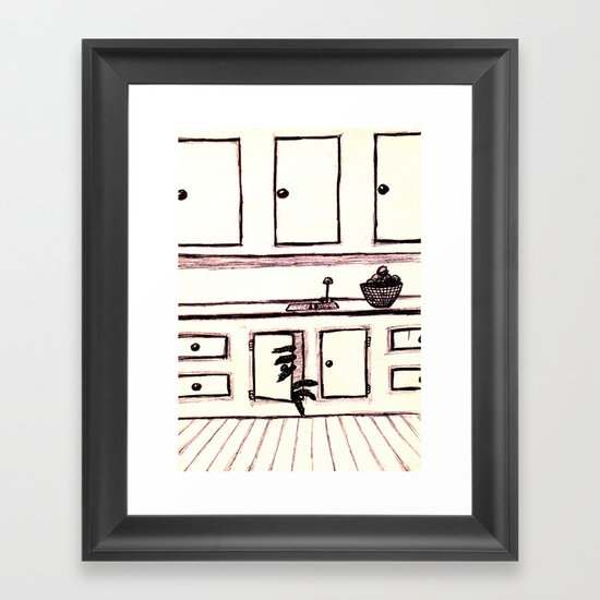 Green Monster Hiding Framed Art Print