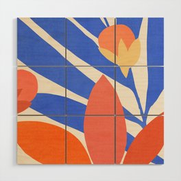 Blue and Red Tropical Abstract Wood Wall Art