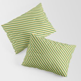 [ Thumbnail: Sea Green, Light Yellow, and Goldenrod Colored Stripes/Lines Pattern Pillow Sham ]