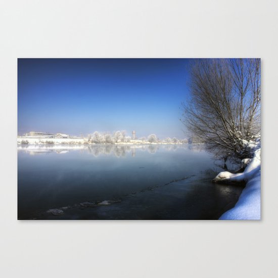 Snow over the River Canvas Print