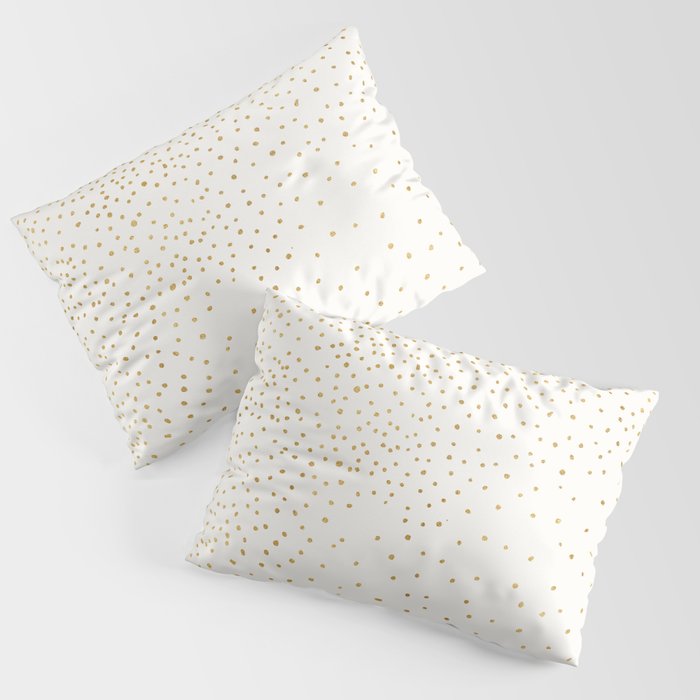 Falling Stars Metallic Gold Dot Pattern Pillow Sham