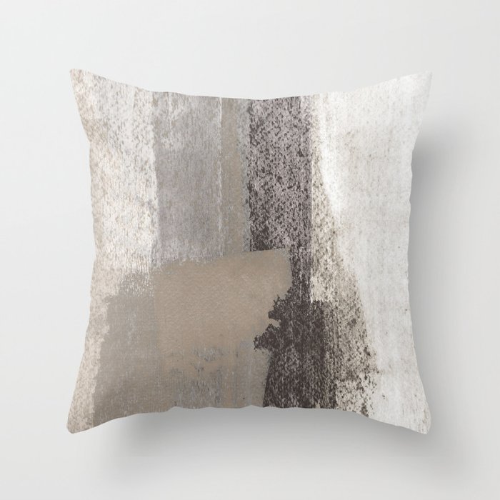 Taupe and Charcoal Grey Modern Abstract Painting Throw Pillow