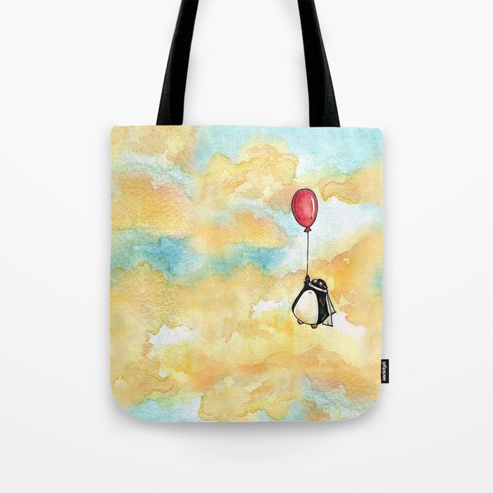 Penguin and a Red Balloon Tote Bag