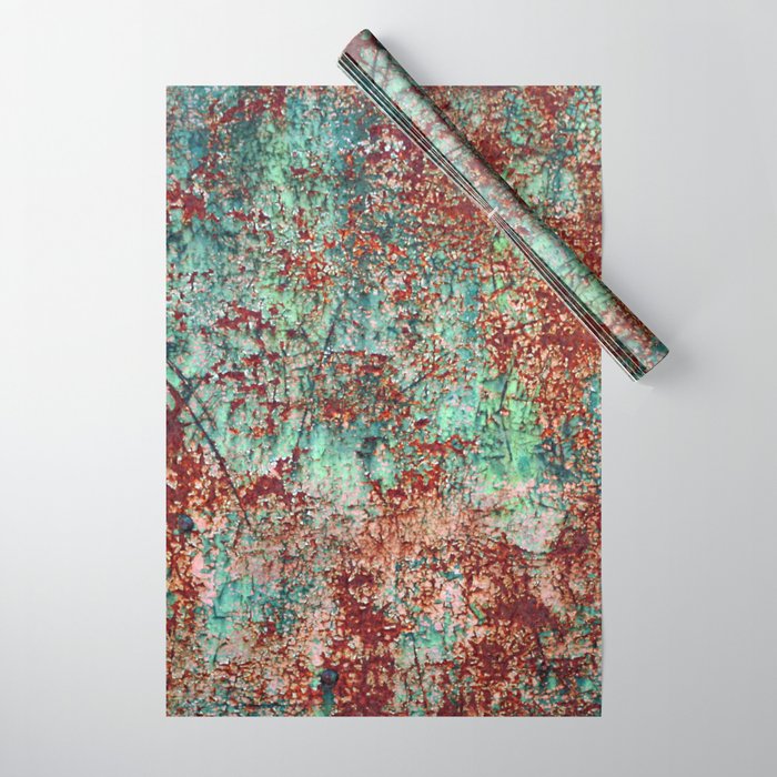 Abstract Rust On Turquoise Painting Wrapping Paper By Annaki
