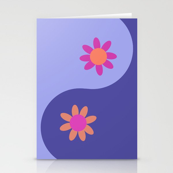 Yin Yang floral - periwinkle Stationery Cards