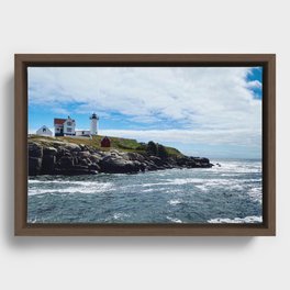 Lighthouse by The Shore (Nubble Lighthouse, Maine) Framed Canvas