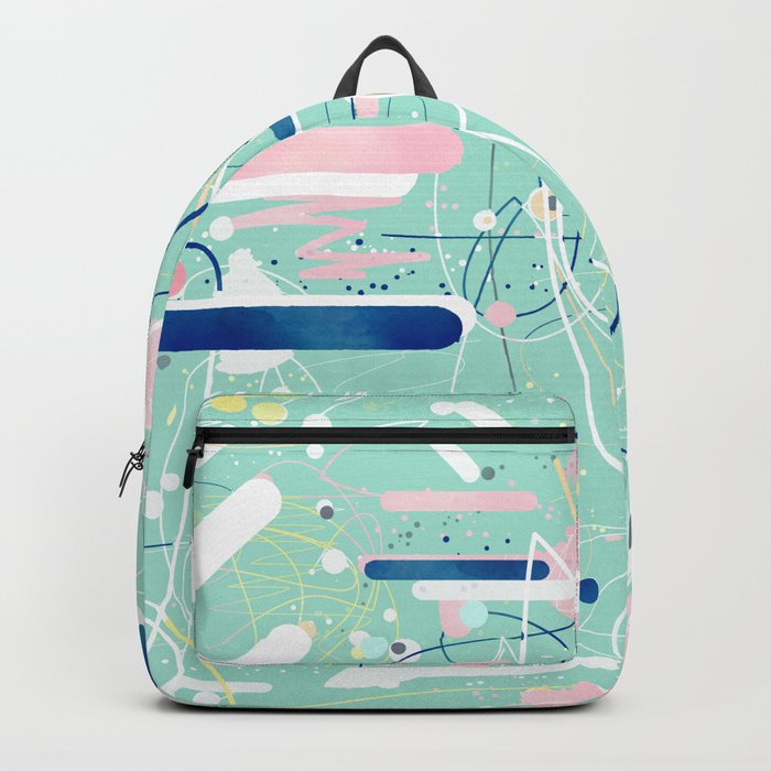 Modern mint strokes and dots creative art Backpack