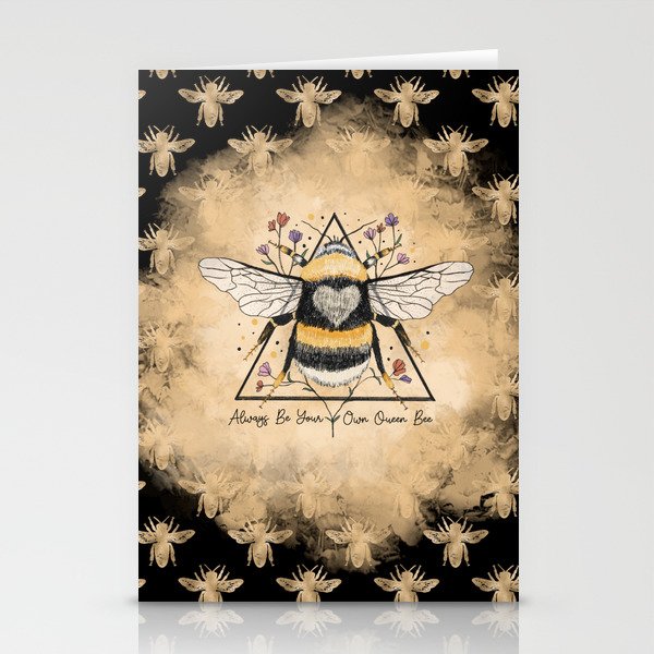 Gold Bee Art Stationery Cards