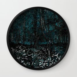 Dark Teal Van Gogh Trees & Underwood Wall Clock