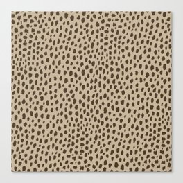 Handmade polka dot brush spots pattern (brown/tan) Canvas Print