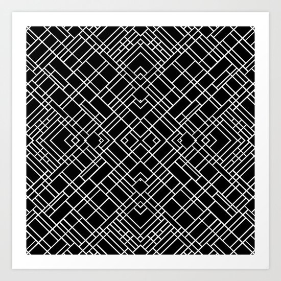 Map Outline 45 R Black Art Print