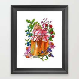 Honey Jar with Flowers, Herbs and Berries Framed Art Print