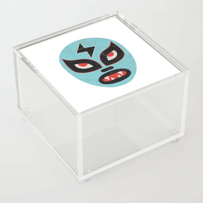 Noodle Luchadore Mask (Distressed) Acrylic Box