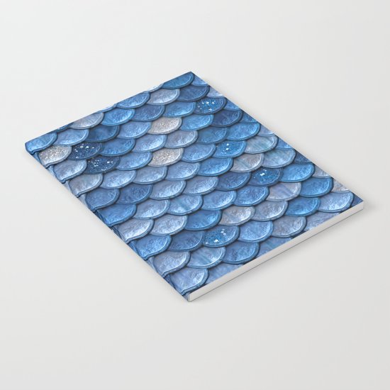 Blue sparkling glitter mermaid scales - Mermaidscales Notebook
