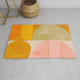 mid century geometric lines curry pink abstract art Area & Throw Rug