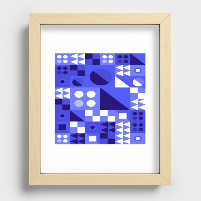 Blue geometry art Recessed Framed Print