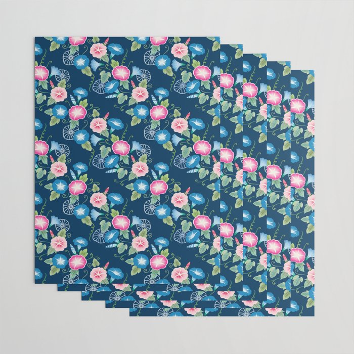 Japanese Summer Florals (Morning Glory / Asagao) Wrapping Paper by