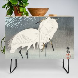 Egrets and Reeds in Moonlight Credenza