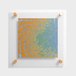 graphic design geometric pixel square pattern abstract in blue orange Floating Acrylic Print