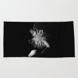 Minimalistic Black and white photography of a cactus flower Beach Towel