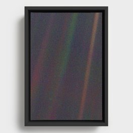 Earth as a Pale Blue Dot photographed by Voyager 1 Framed Canvas