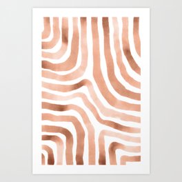 Terracotta geometric line art pattern Art Print