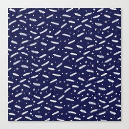 Christmas branches and stars - blue and white Canvas Print