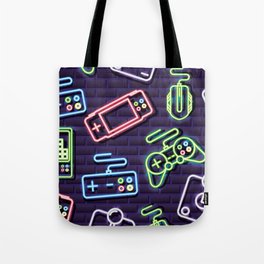 Neon Video Game Accessories Pattern Tote Bag