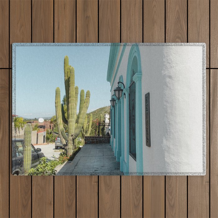 Mexico Photography - Nice White And Turquoise House Outdoor Rug