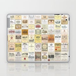 Famous French wine labels collage: vintages from Bordeaux/Rhone Laptop & iPad Skin