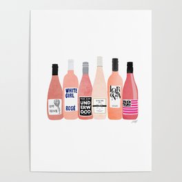 Rose Wine Bottles Poster