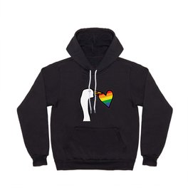Gaming Goose Stealing a Rainbow Pride Heart on Valentines Day  Hoody