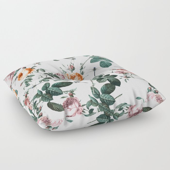 Floral and Winged Darter Floor Pillow