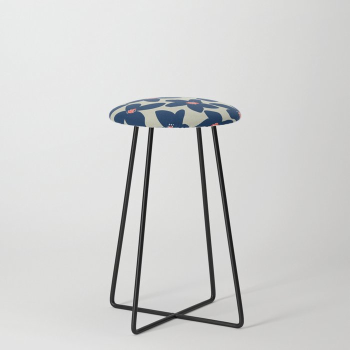 Blue flowers Counter Stool