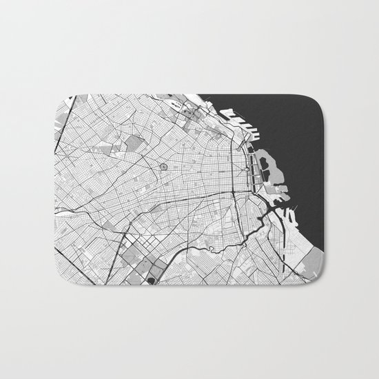Buenos Aires City Map Gray Bath Mat