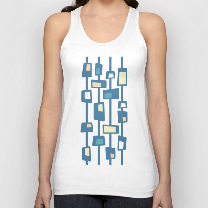 Mid Century Funky Blocks in Celadon Blue Tank Top