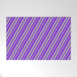 [ Thumbnail: Purple & Dark Gray Colored Lined Pattern Welcome Mat ]