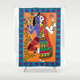 Madhubani Painting / Painting of God Shiv and Mata Parvati/ Madhubani Hub /Original painting of Amrita Gupta Shower Curtain