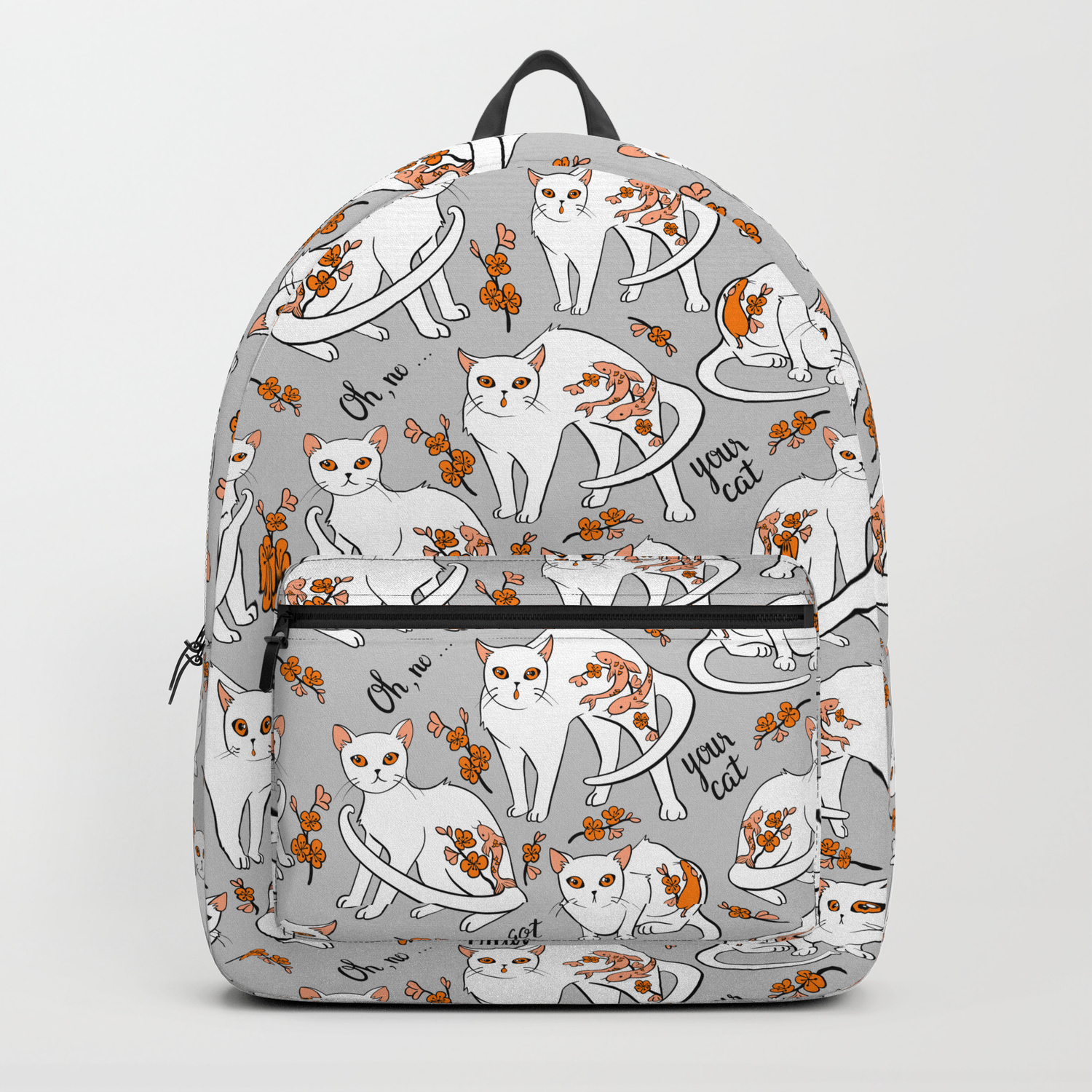 Oh No Your Cat Got A Tattoo Grey Backpack By Elenanaylor