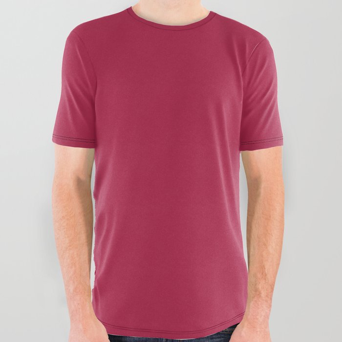French Wine Solid Color All Over Graphic Tee