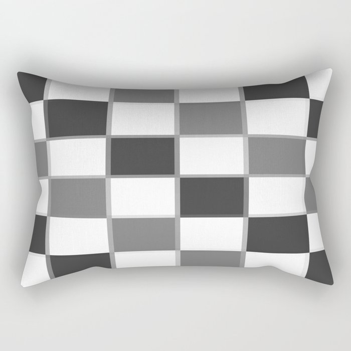 Slate & Gray Checkers / Checkerboard Rectangular Pillow