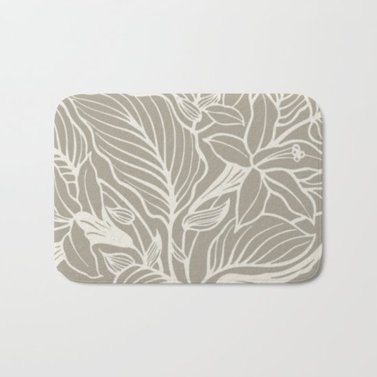 Floral Alabaster Blue Gray Bath Mat